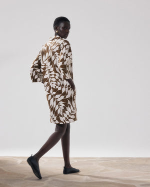 Hartford Ralli Dress- White & Brown