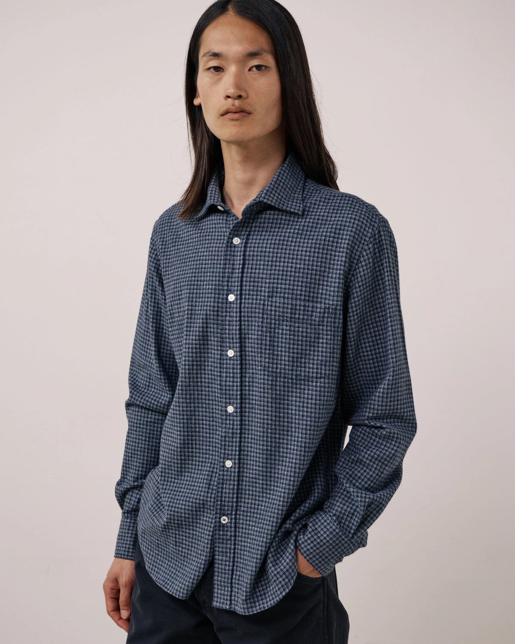 Hartford Flannel Paul Shirt - Navy