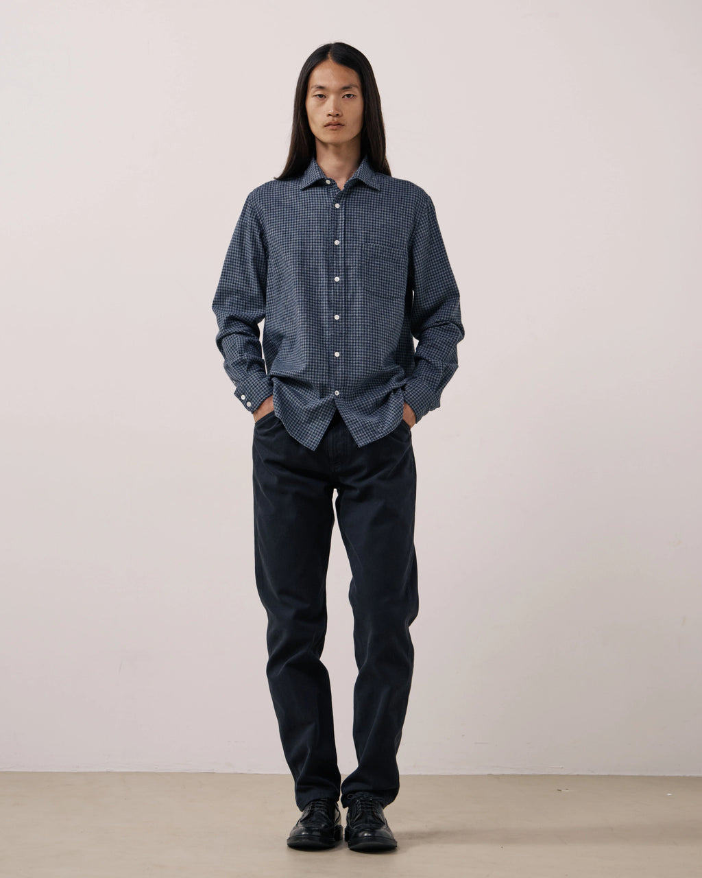 Hartford Flannel Paul Shirt - Navy