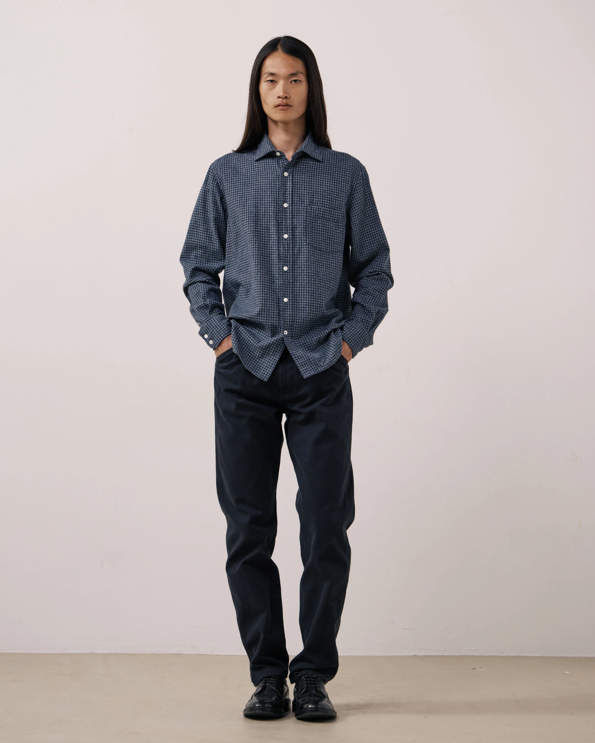 Hartford Flannel Paul Shirt - Navy