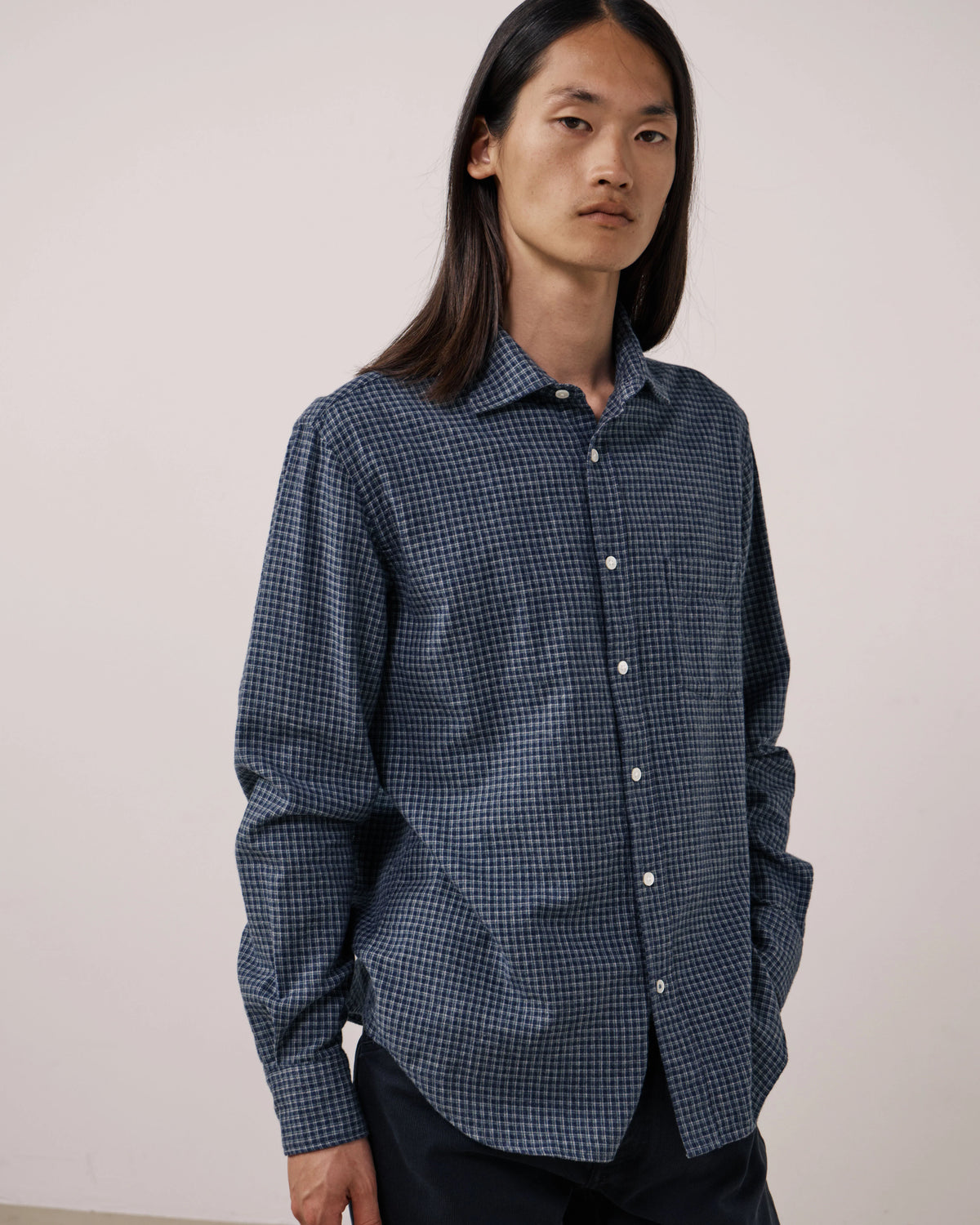 Hartford Flannel Paul Shirt - Navy