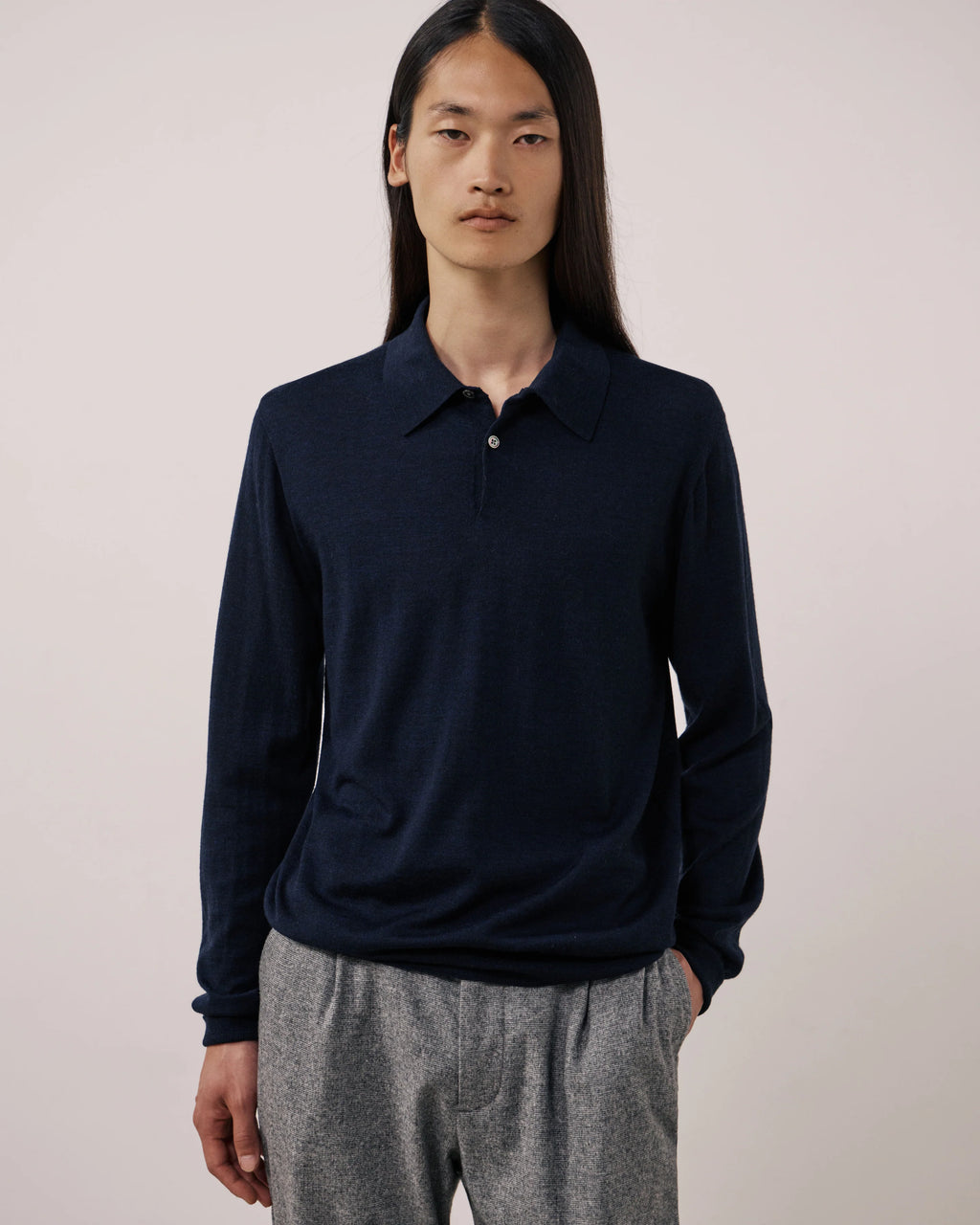 Hartford Merino Wool Polo - Navy