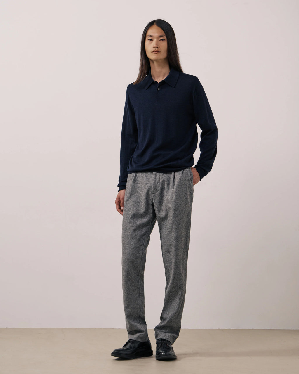 Hartford Merino Wool Polo - Navy
