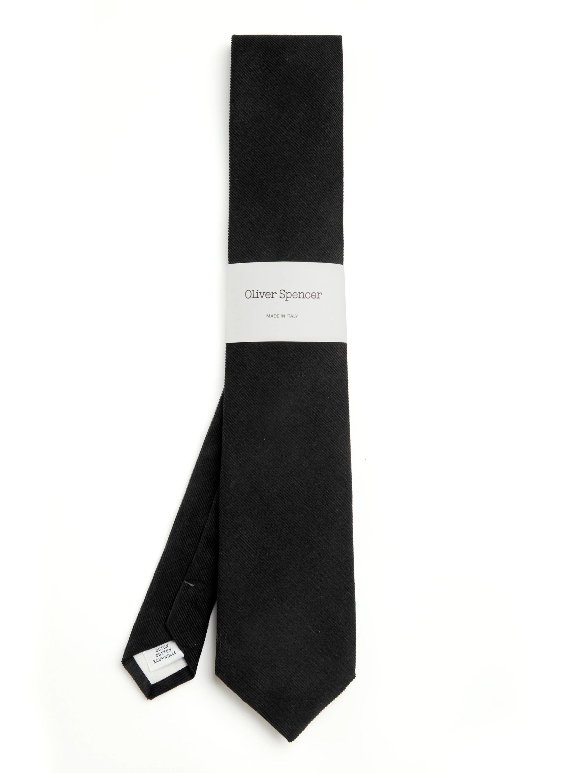 Oliver Spencer Tie Mersey Cord Black