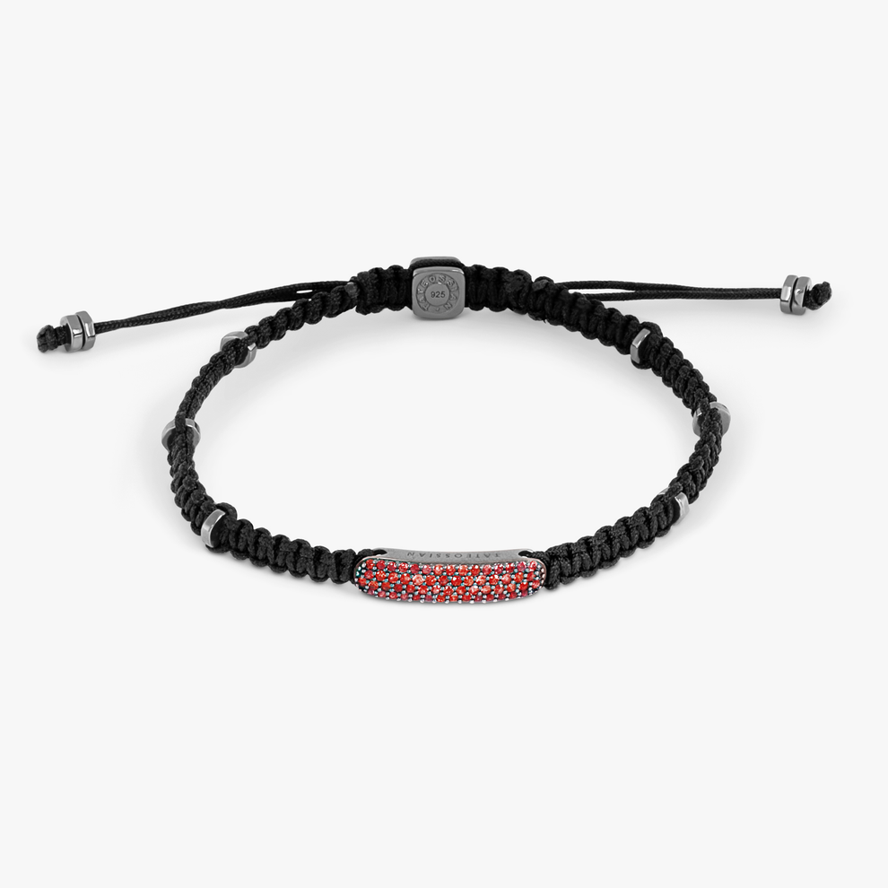 Tateossian Baton Macrame Bracelet With Ruby