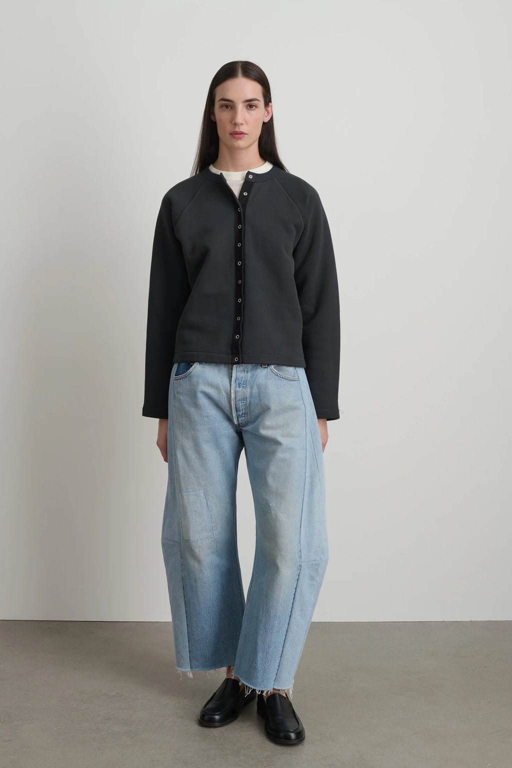 B Sides Snap Cardigan - Vintage Black Overdye