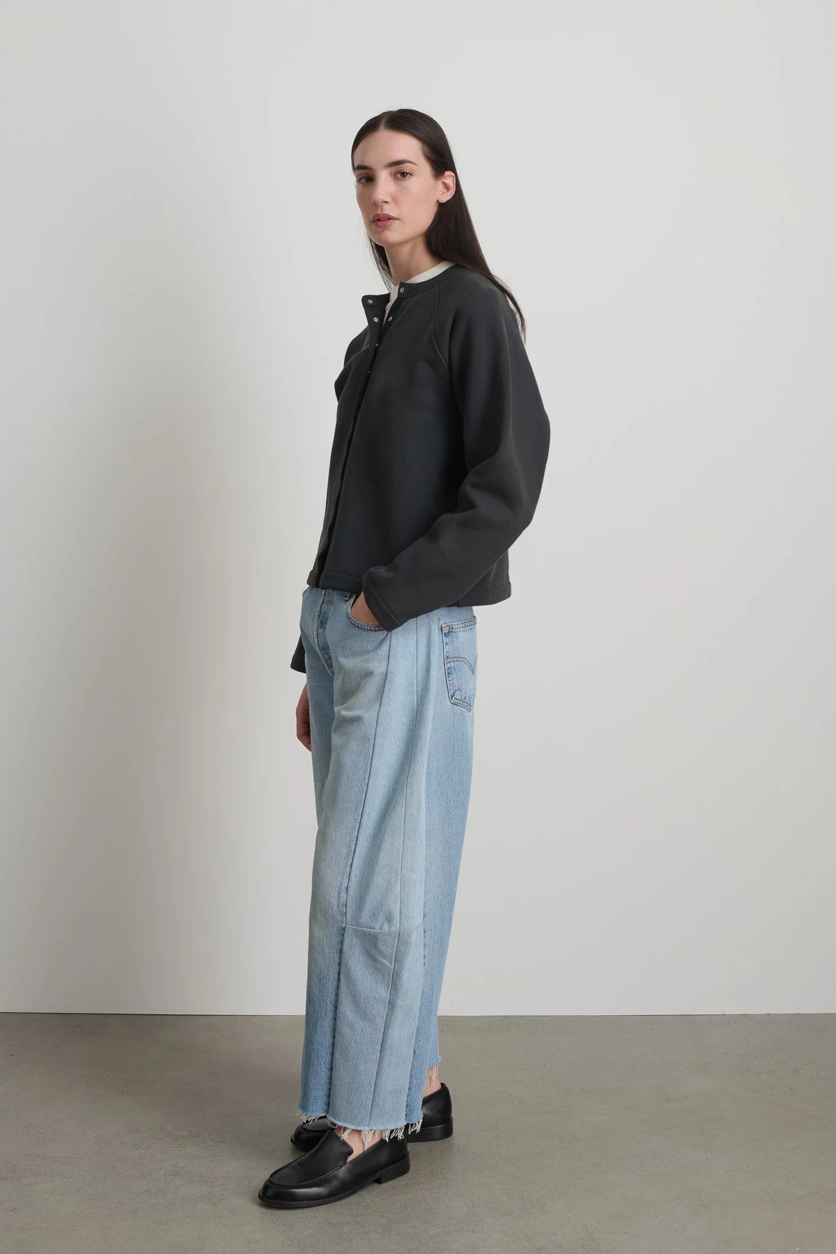 B Sides Snap Cardigan - Vintage Black Overdye