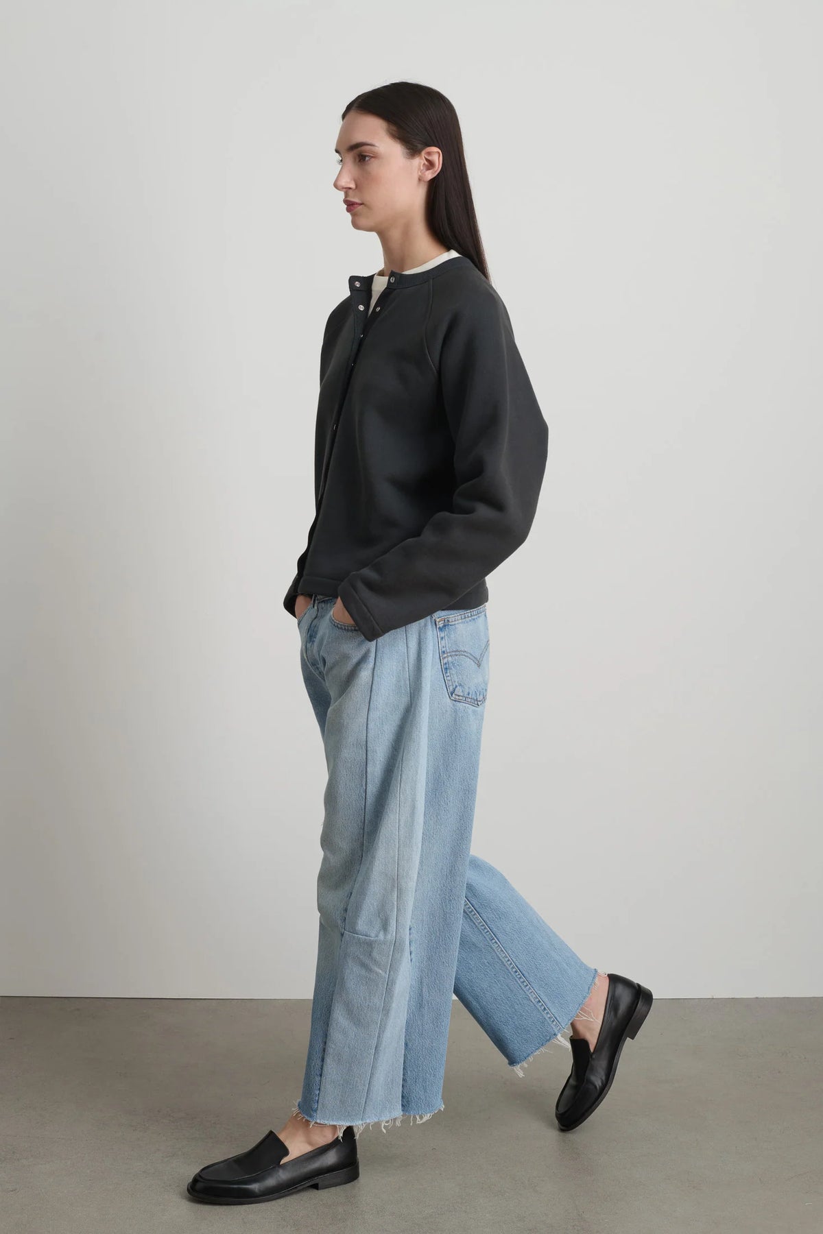 B Sides Snap Cardigan - Vintage Black Overdye