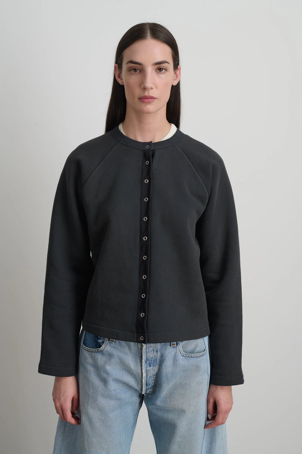 B Sides Snap Cardigan - Vintage Black Overdye