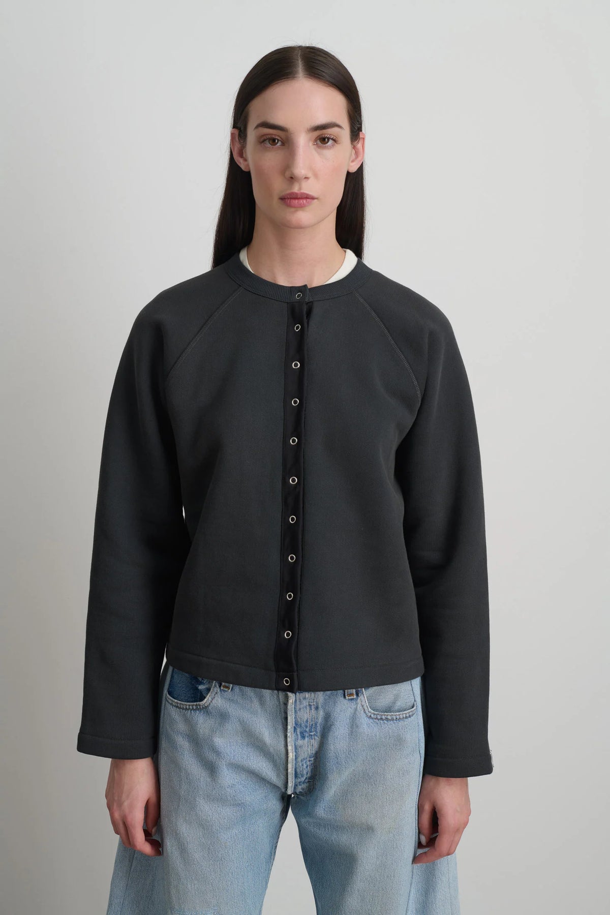 B Sides Snap Cardigan - Vintage Black Overdye