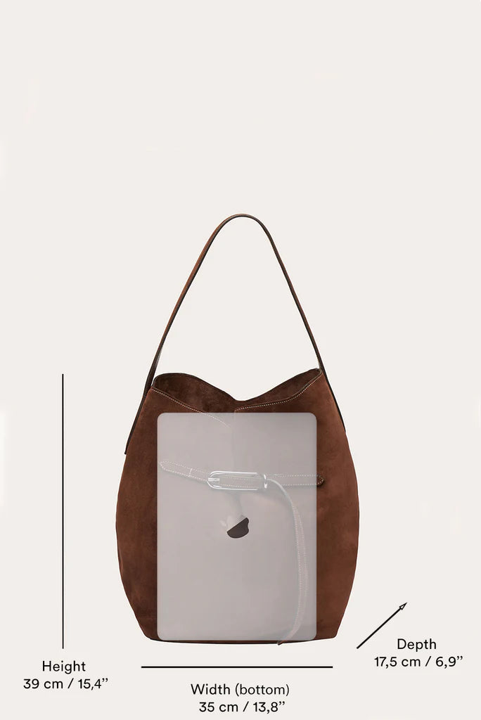 Liffner Large Suede Belted Bucket Bag - Cinnamon