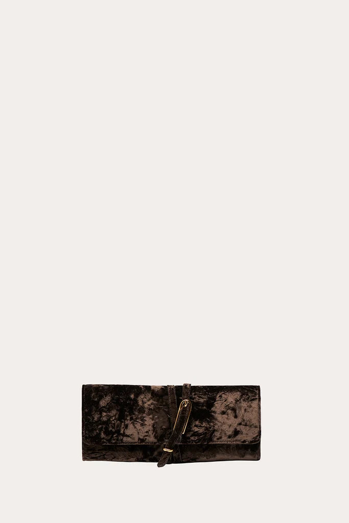 Liffner Belted Clutch Brown Velvet
