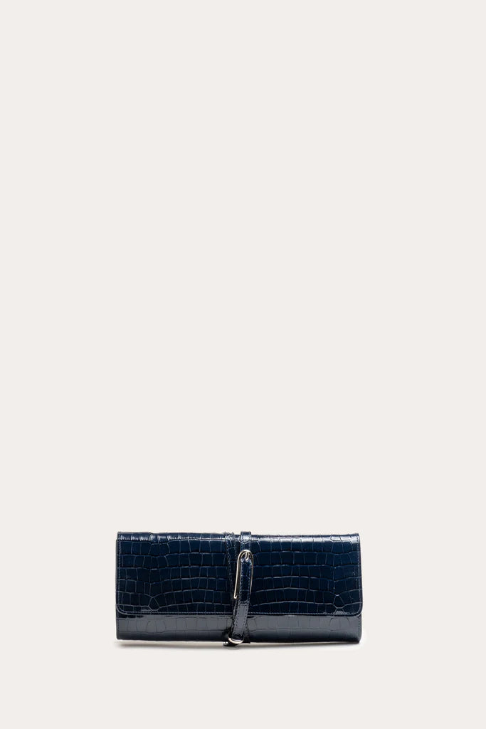 Liffner Belted Clutch Navy Croc
