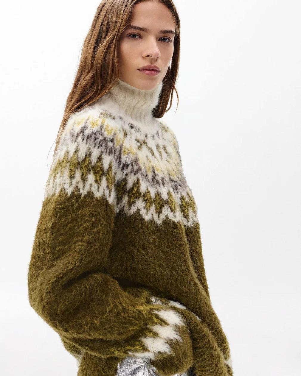 Rag & Bone Beth Fair Isle Turtleneck Sweater - Army Multi