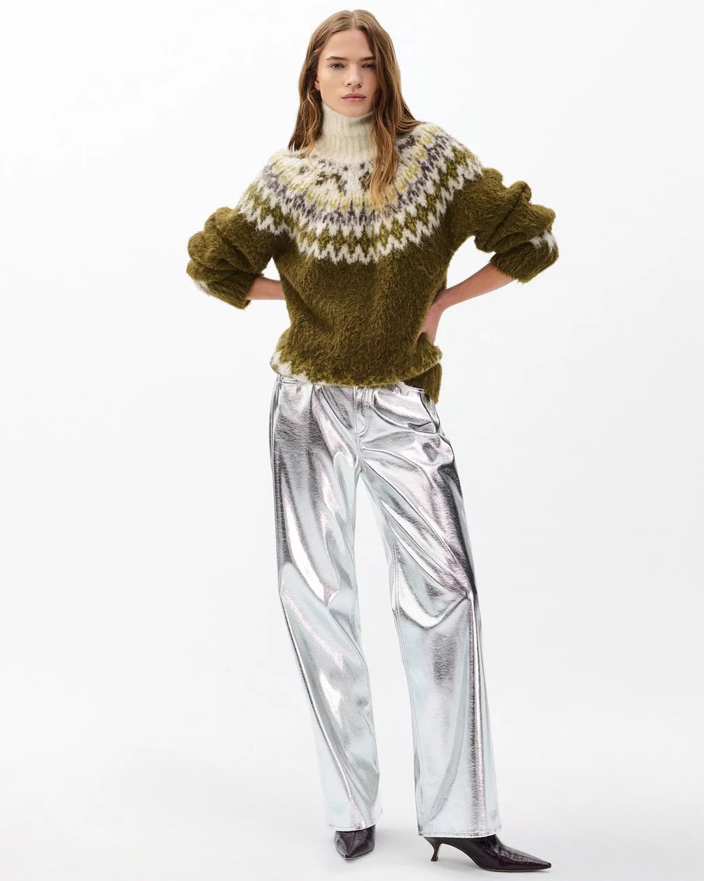 Rag & Bone Beth Fair Isle Turtleneck Sweater - Army Multi