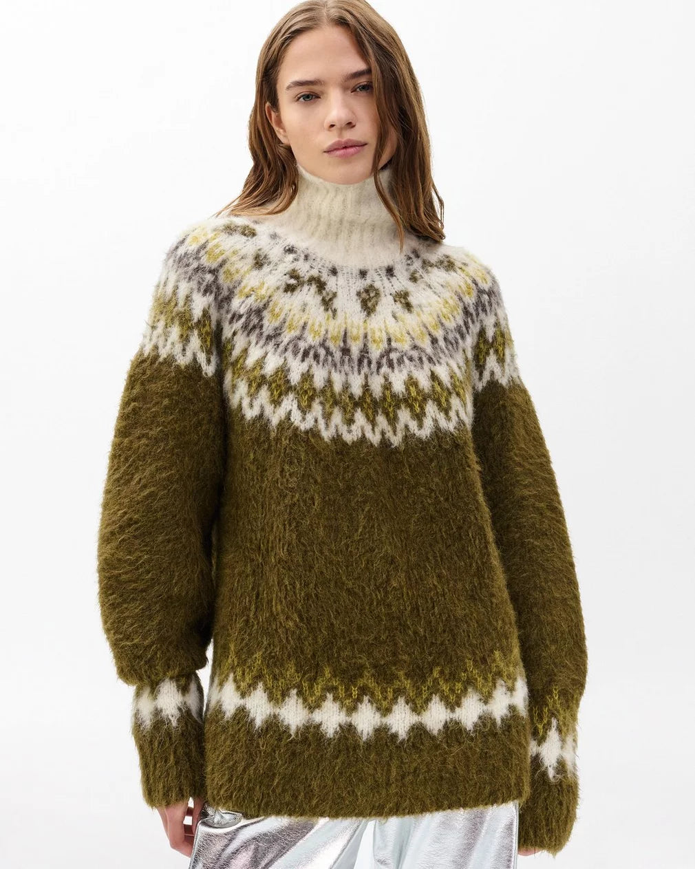 Rag & Bone Beth Fair Isle Turtleneck Sweater - Army Multi