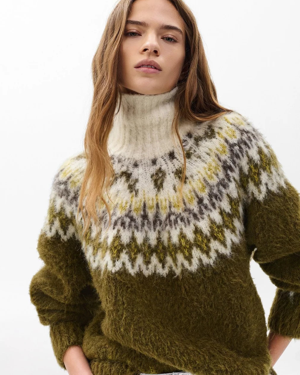 Rag & Bone Beth Fair Isle Turtleneck Sweater - Army Multi