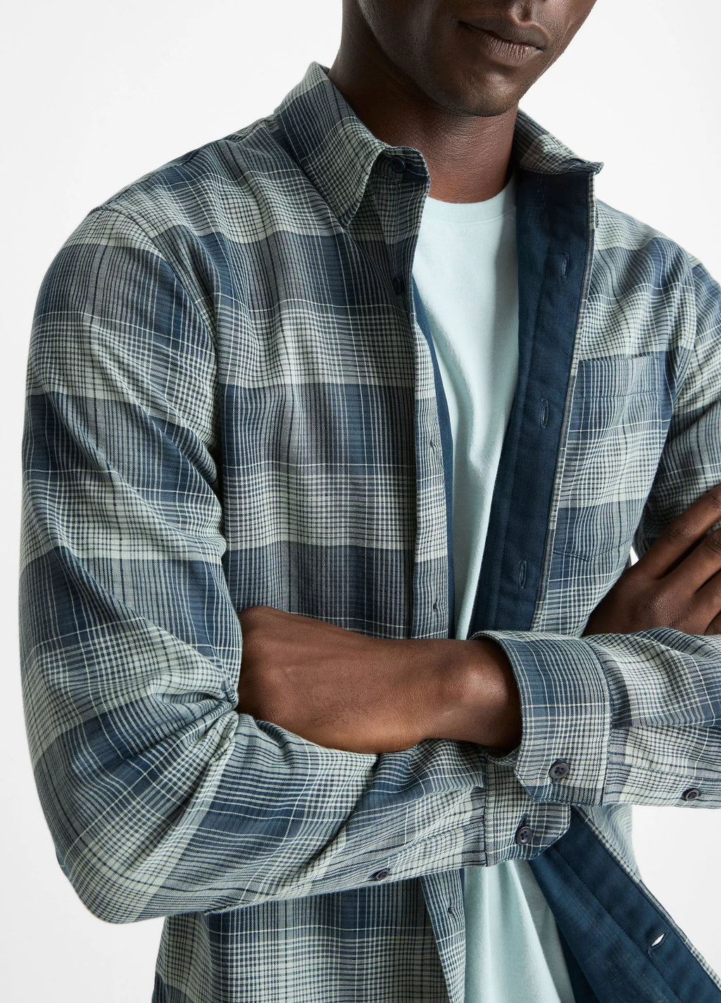 Vince Big Sky Plaid Cotton Button-Front Shirt - Rapids Combo