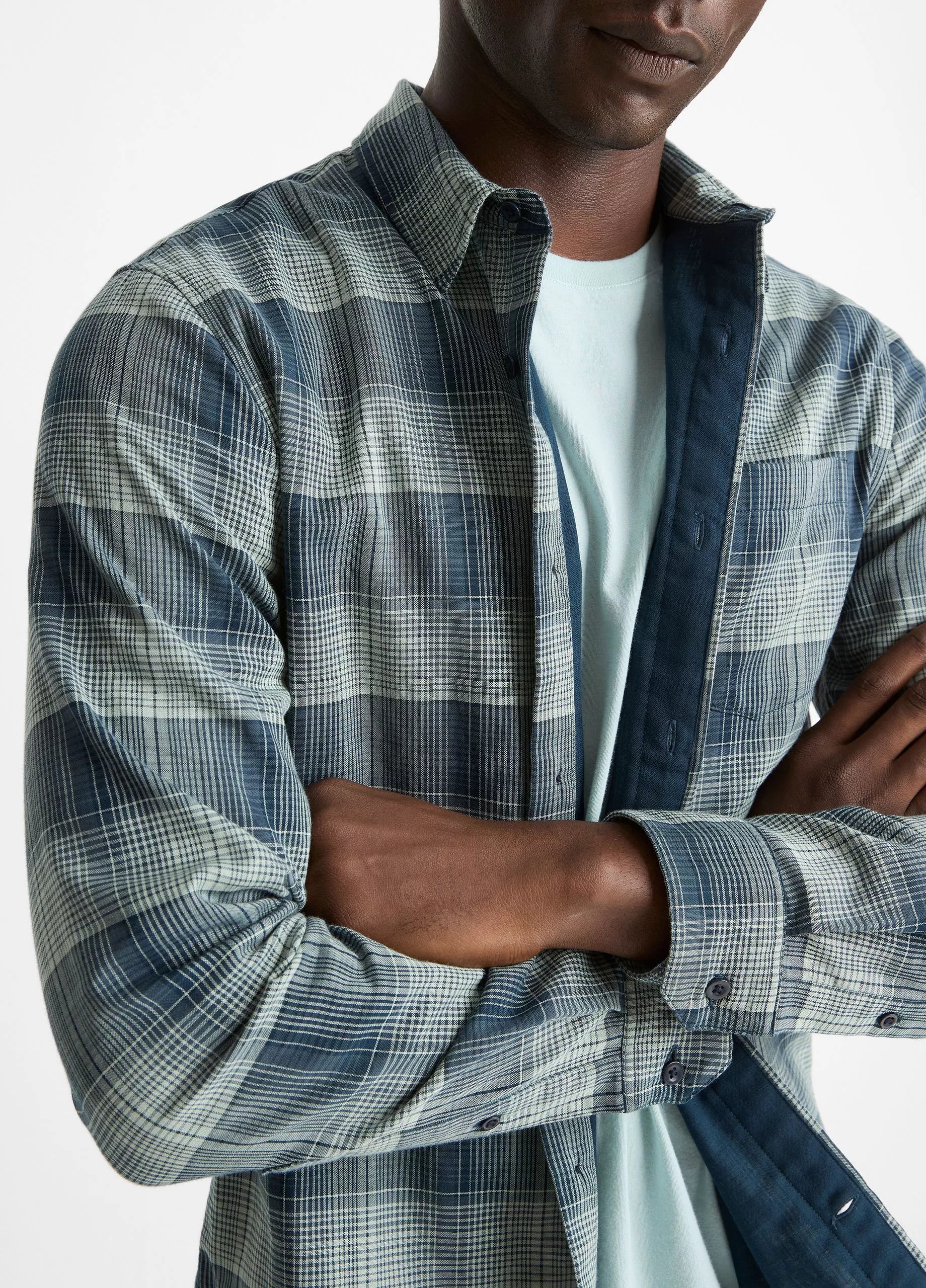 Vince Big Sky Plaid Cotton Button-Front Shirt - Rapids Combo