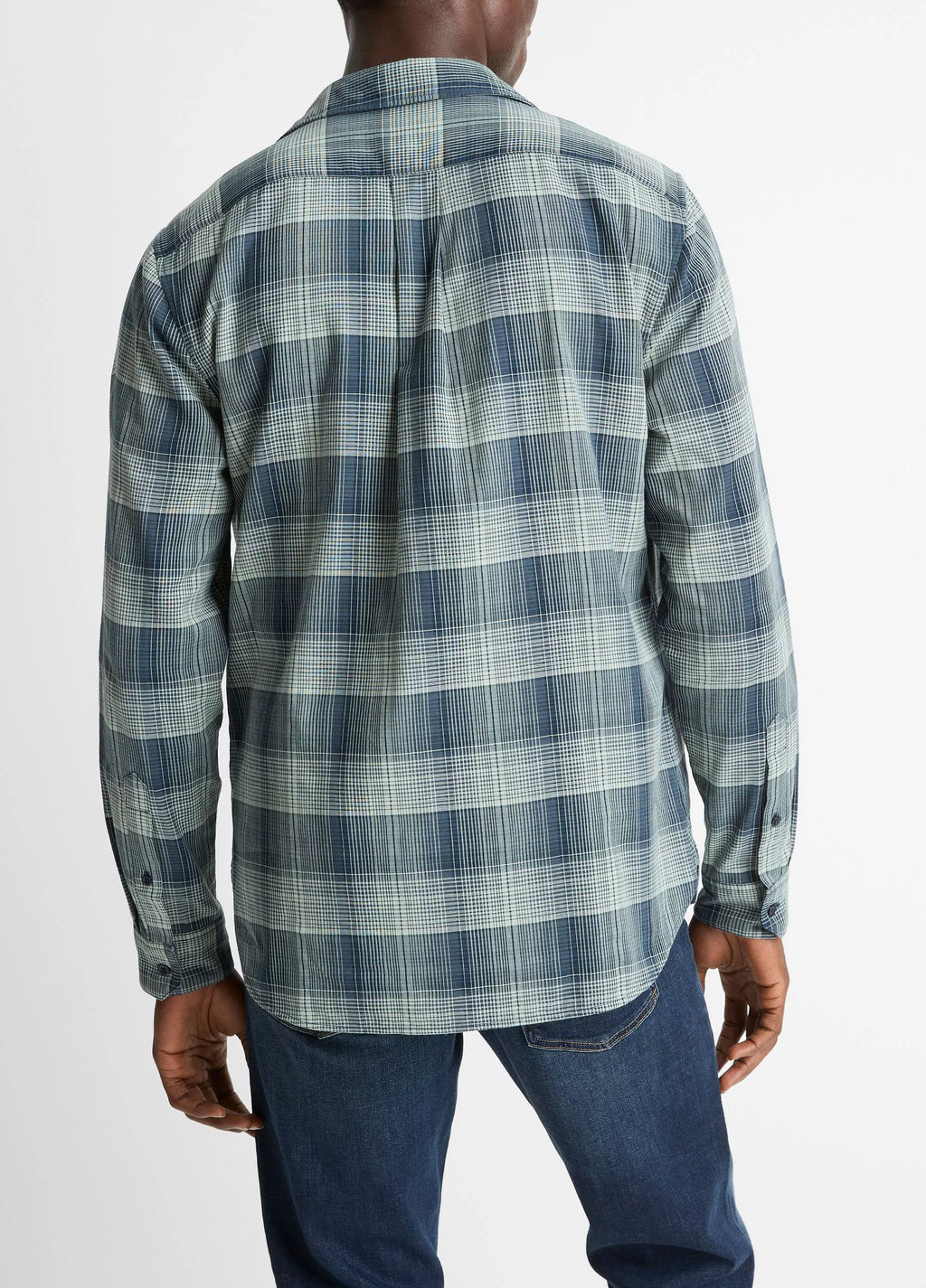 Vince Big Sky Plaid Cotton Button-Front Shirt - Rapids Combo
