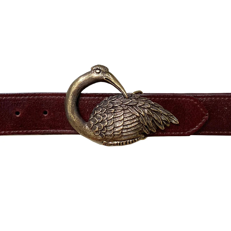 Kim White Bird Belt - Burgundy