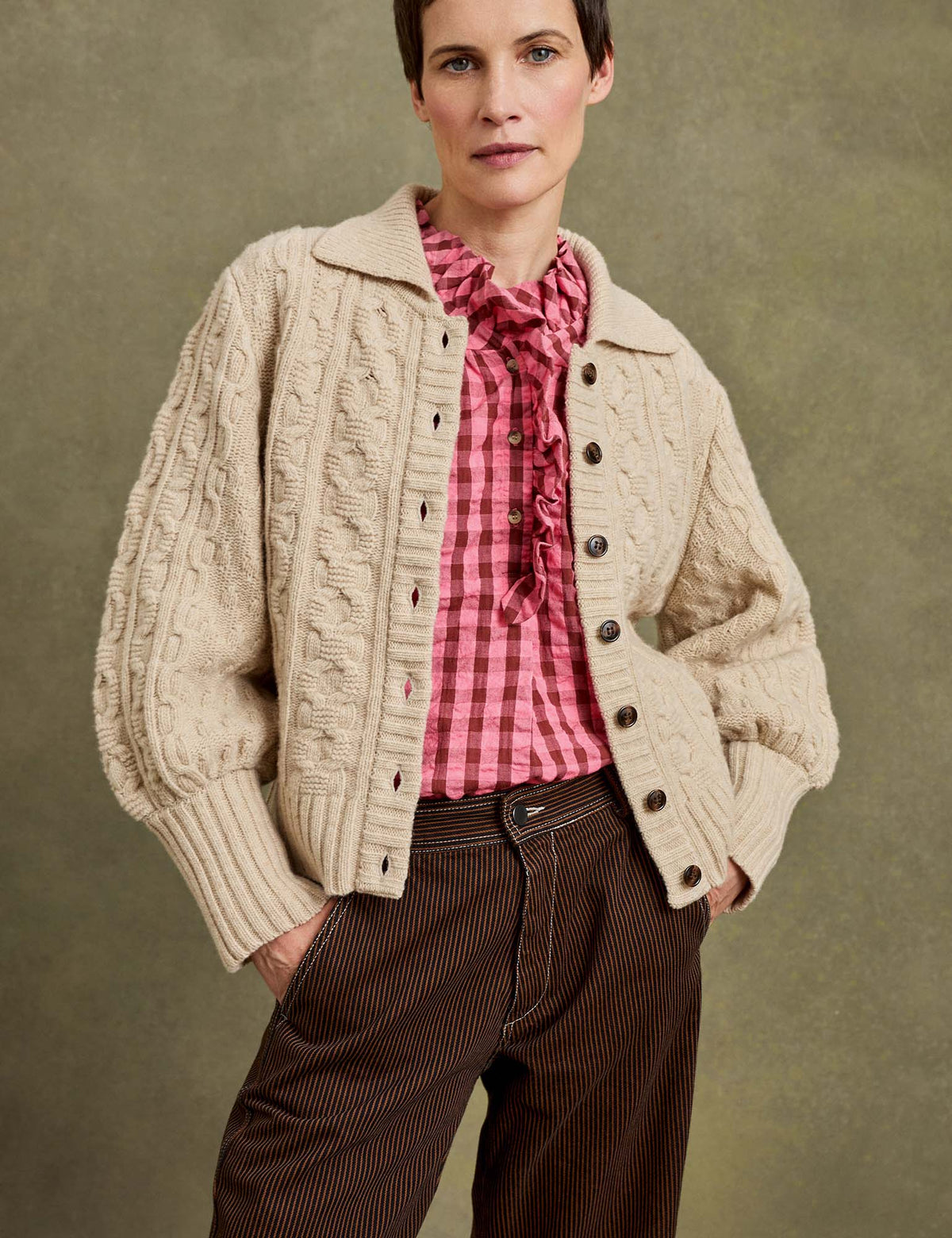 Penelope Chilvers Cornwall Wool Cardigan - Cream