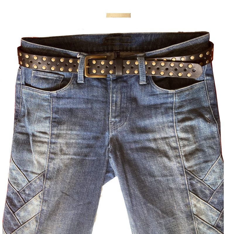 Kim White Skinny Studded Belt - Black