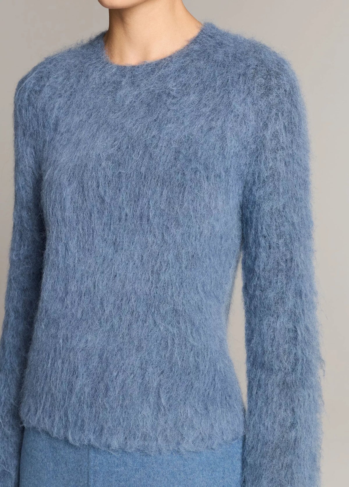 Vince Brushed Alpaca Crew Sweater - Blue Slate
