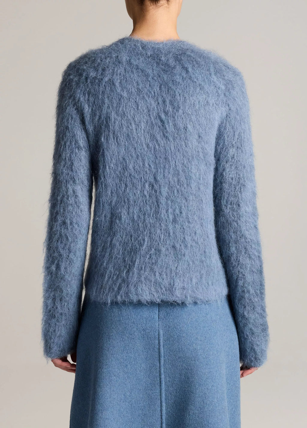 Vince Brushed Alpaca Crew Sweater - Blue Slate