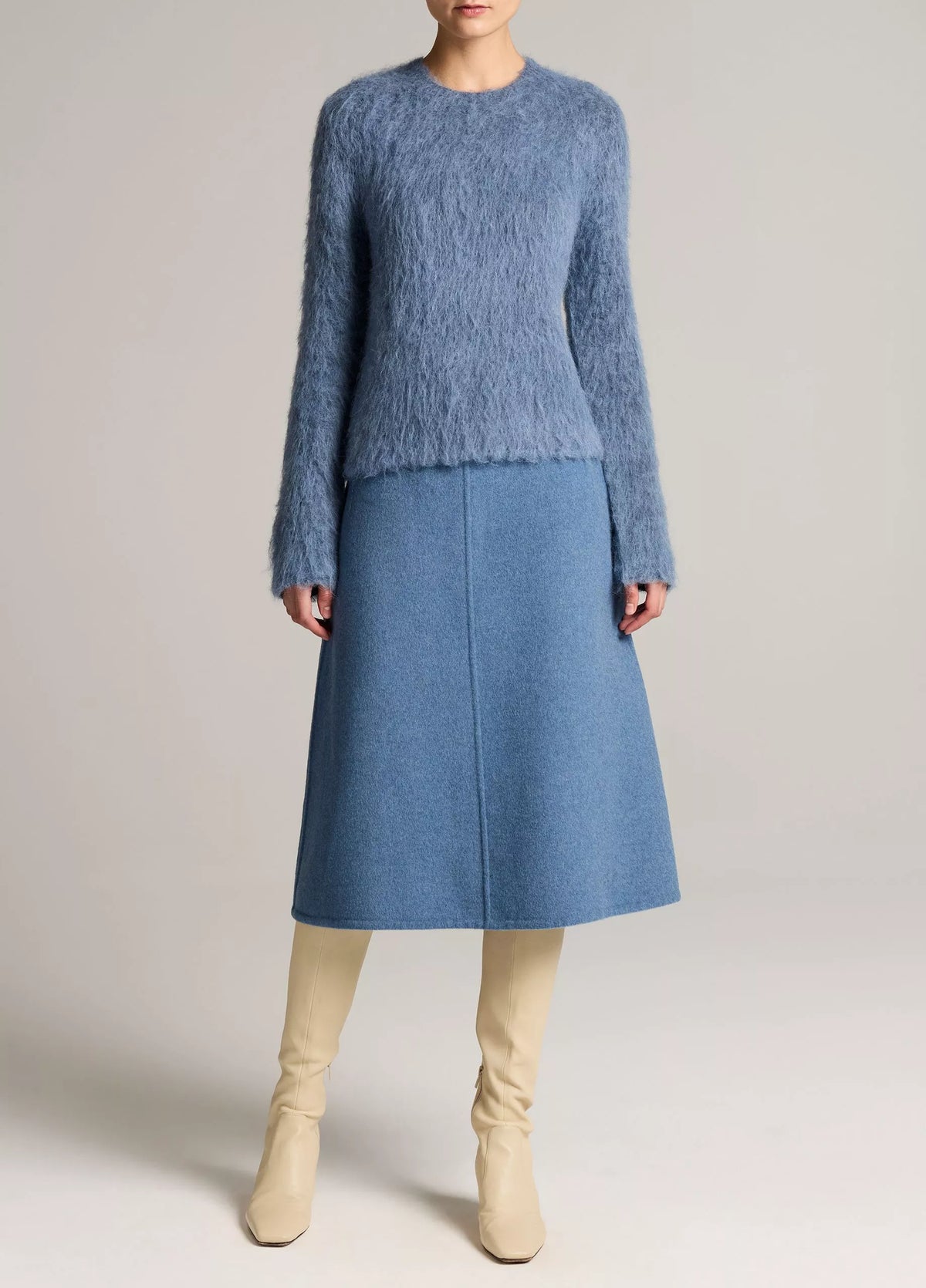 Vince Brushed Alpaca Crew Sweater - Blue Slate