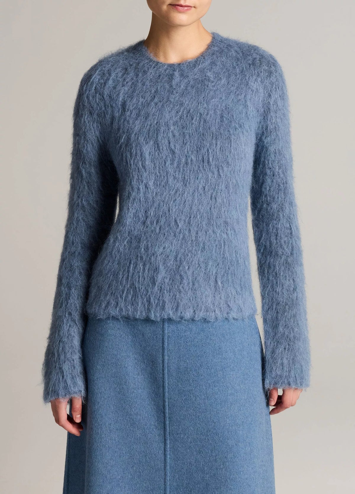 Vince Brushed Alpaca Crew Sweater - Blue Slate