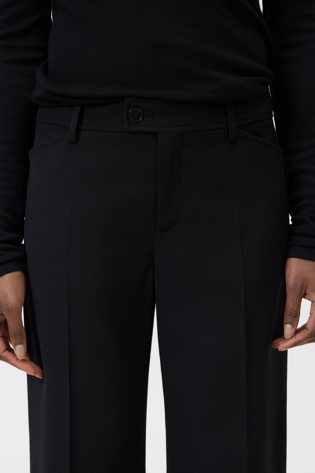 Closed Flared Flye Pants - Black