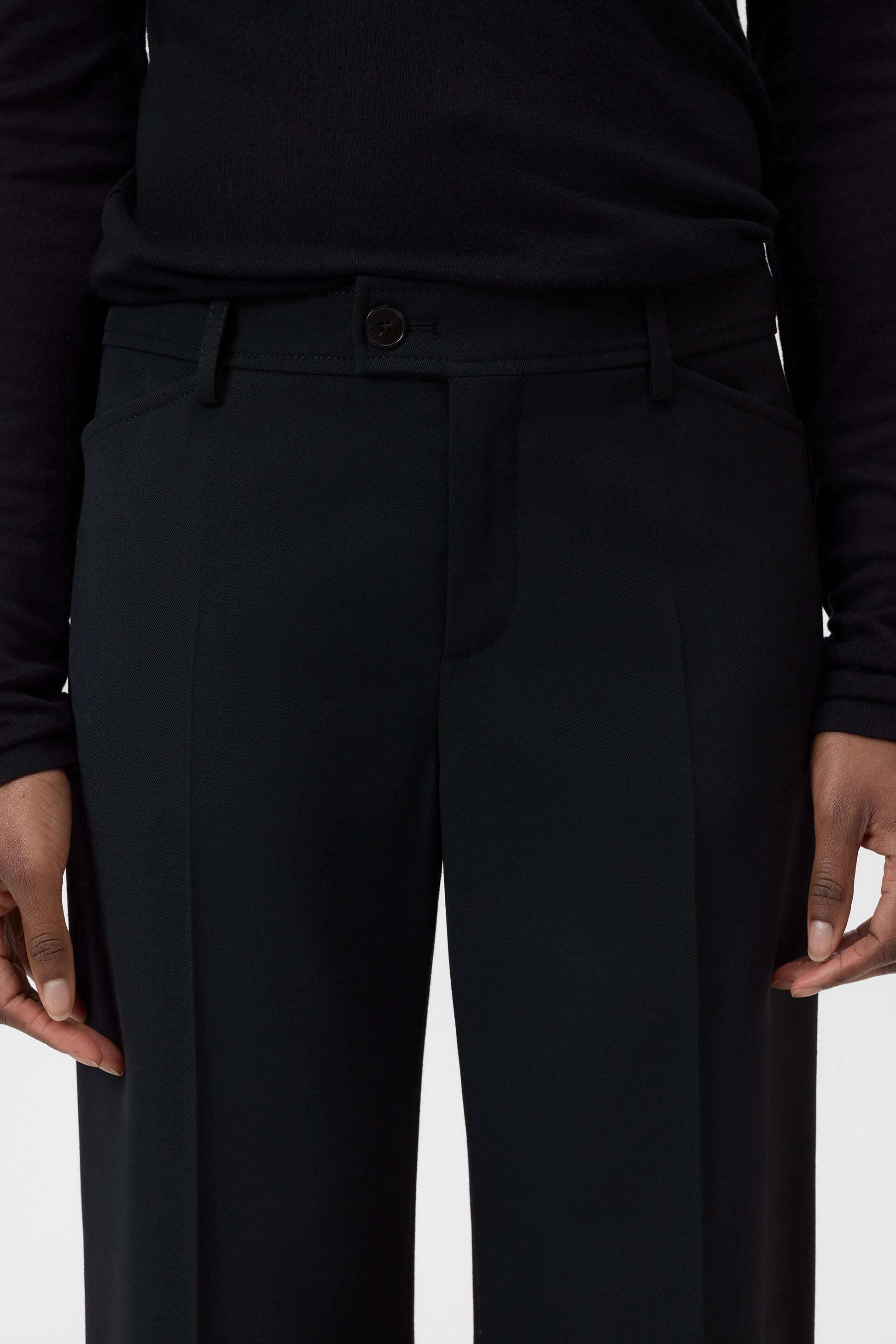 Closed Flared Flye Pants - Black