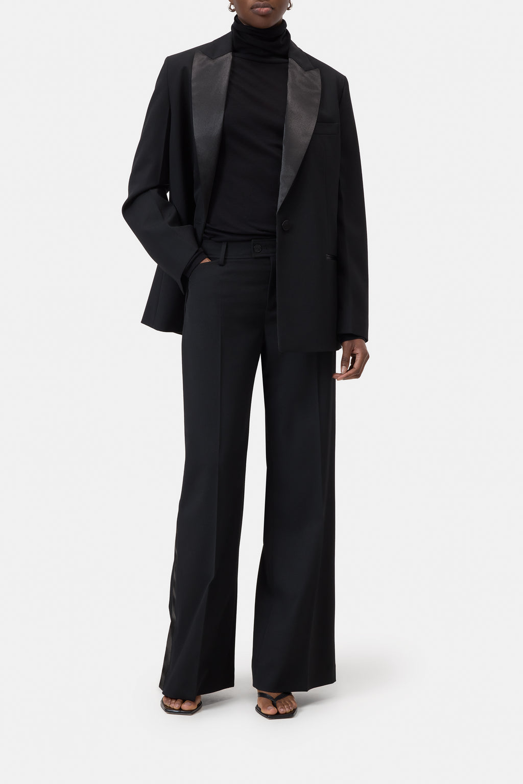 Closed Flared Flye Pants - Black