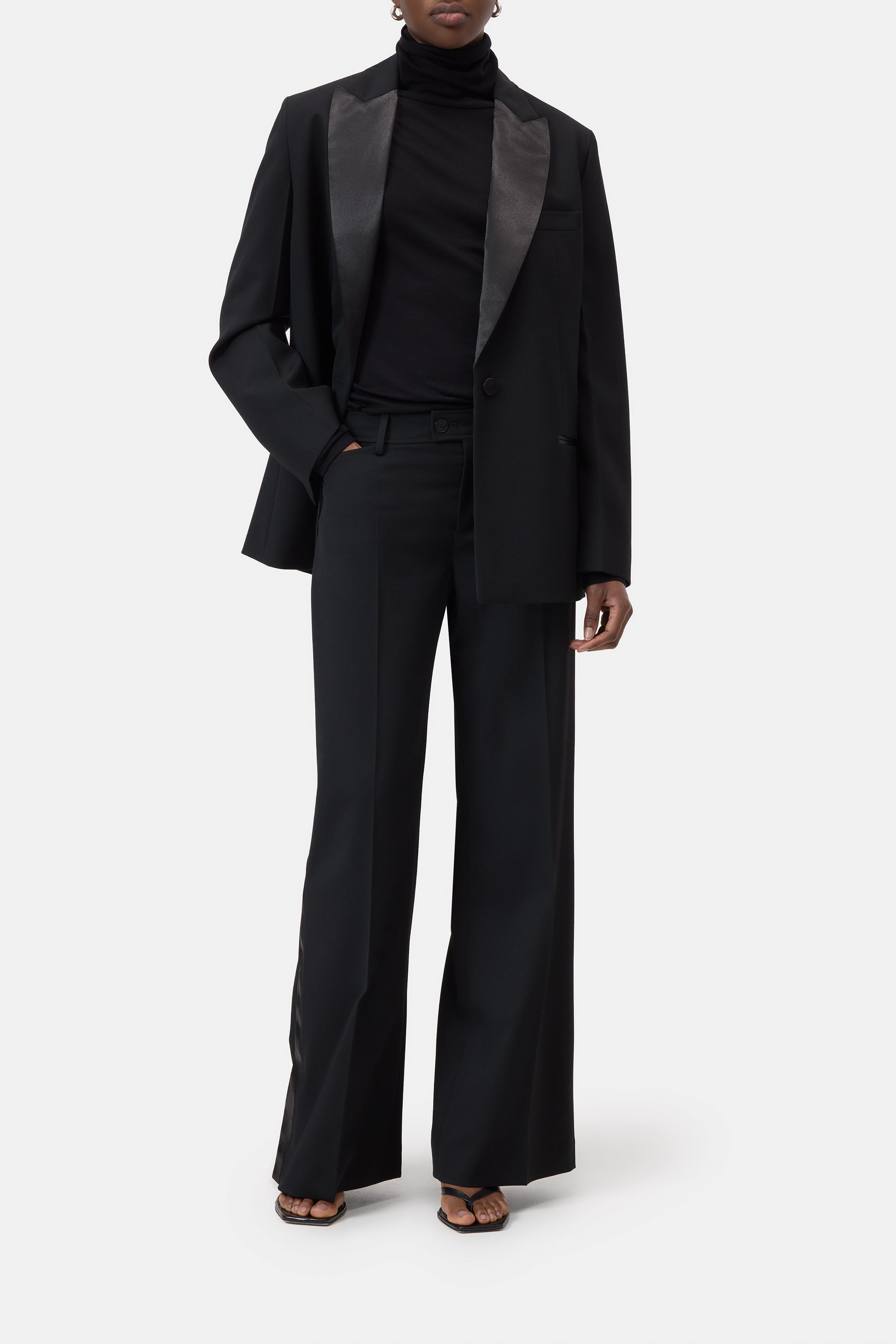 Closed Flared Flye Pants - Black