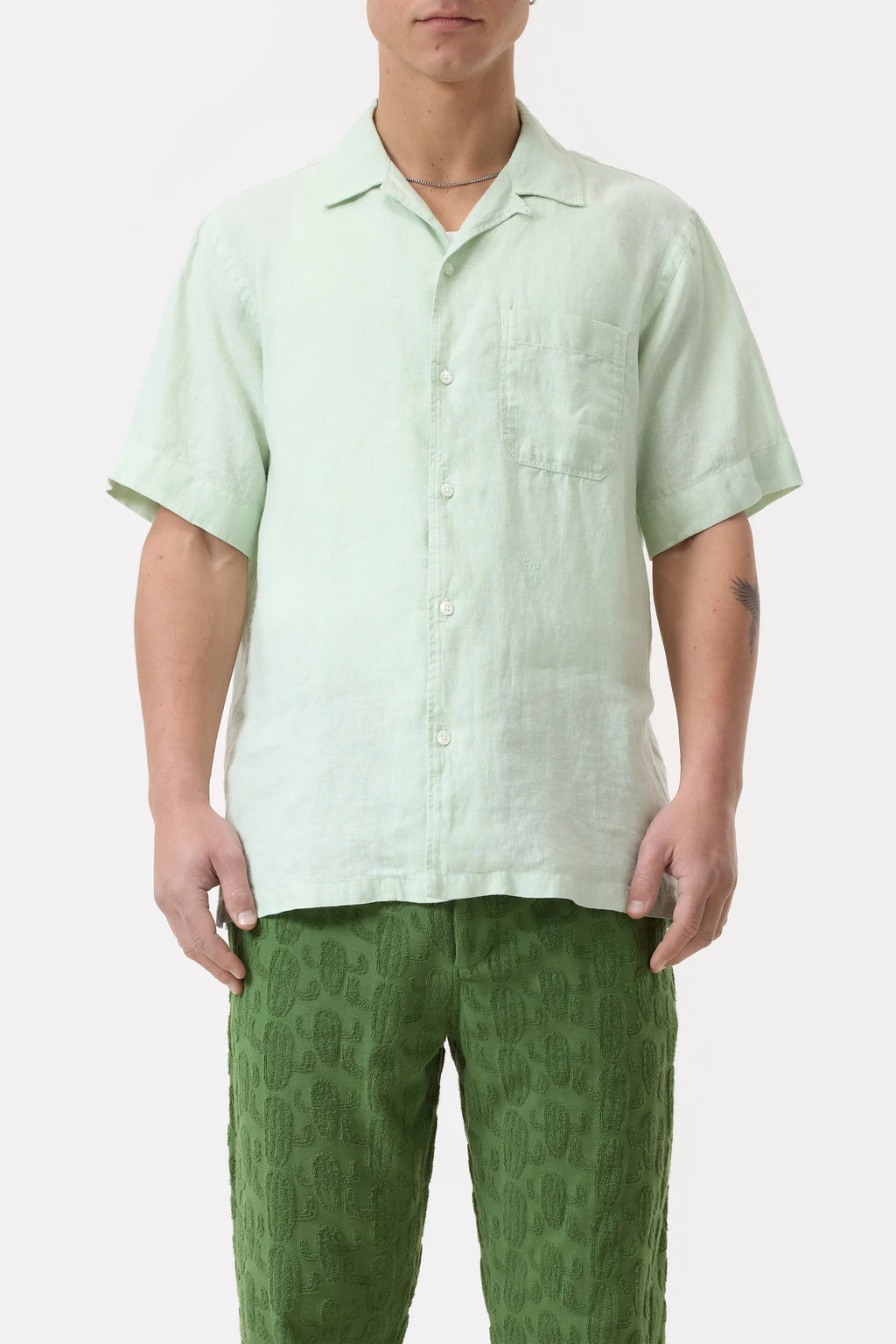 Closed Linen Shirt - Bud Green