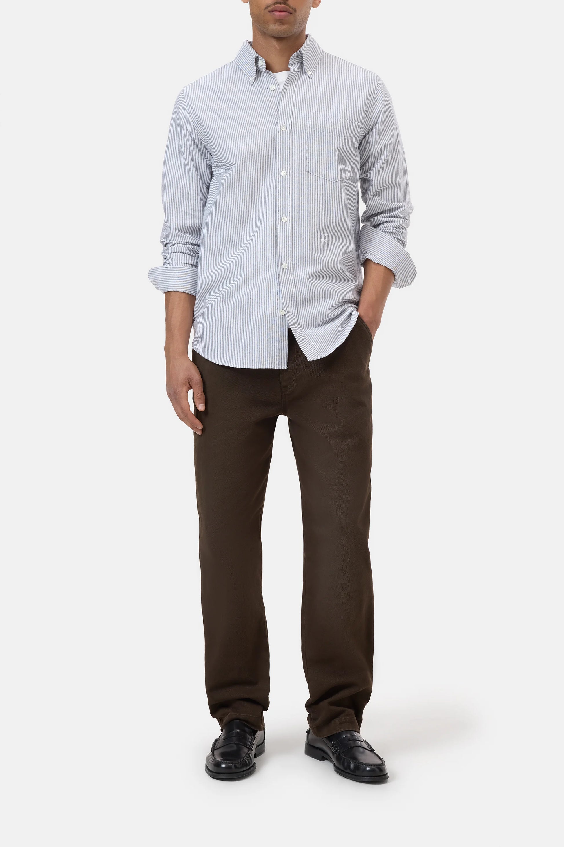 Closed Button-Down - Dark Night Stripe