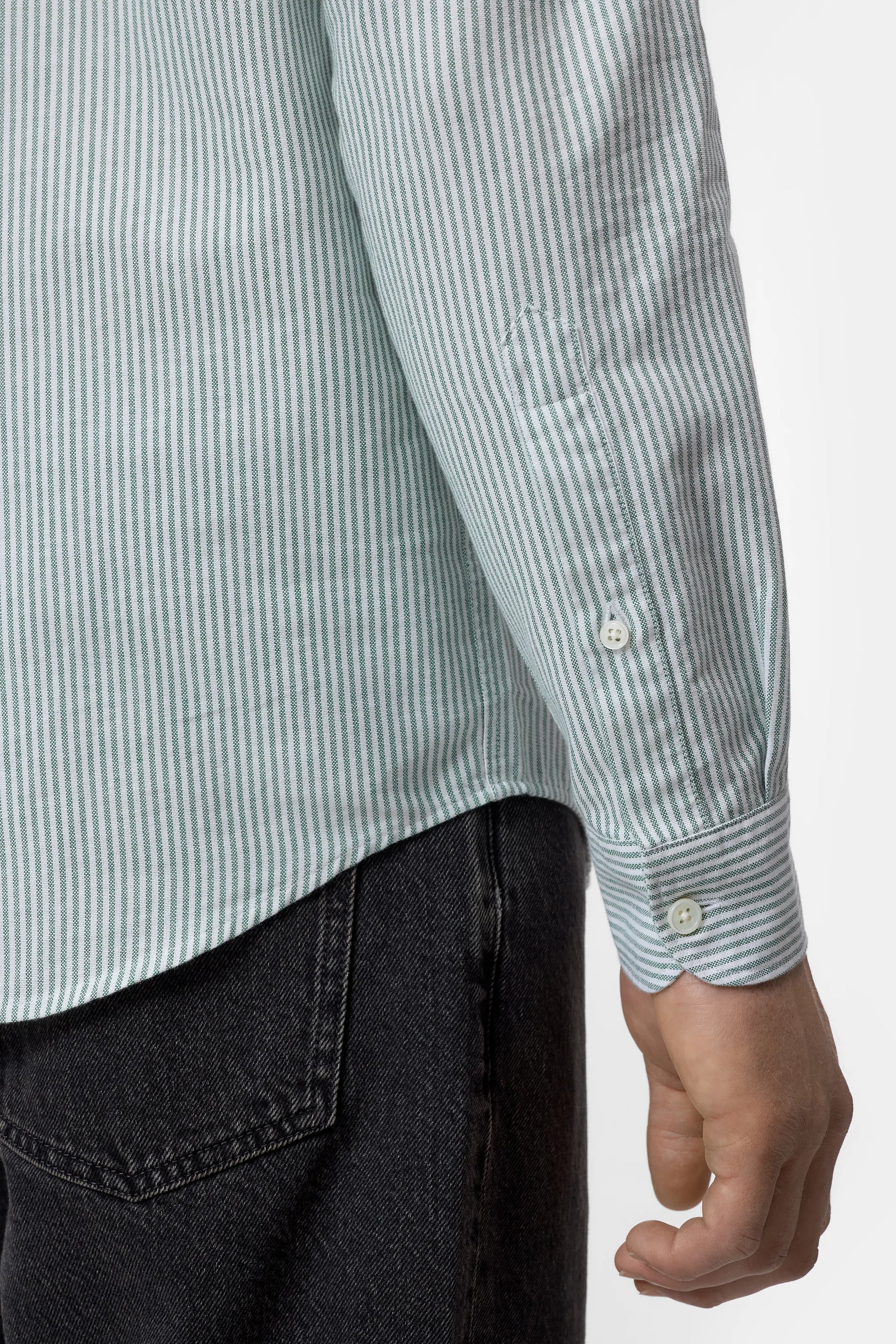 Closed Striped Button-Down Shirt - Dark Olive