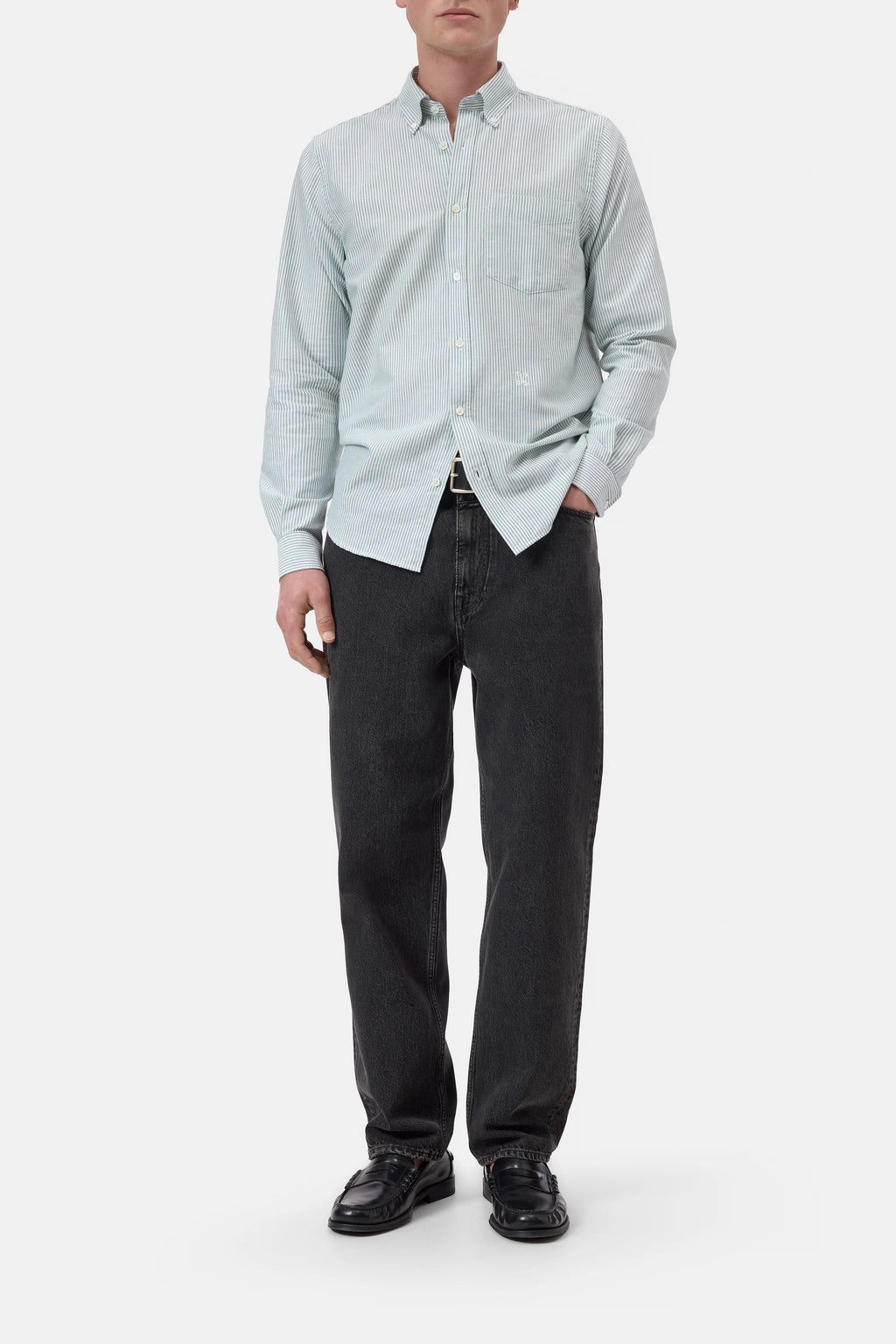 Closed Striped Button-Down Shirt - Dark Olive