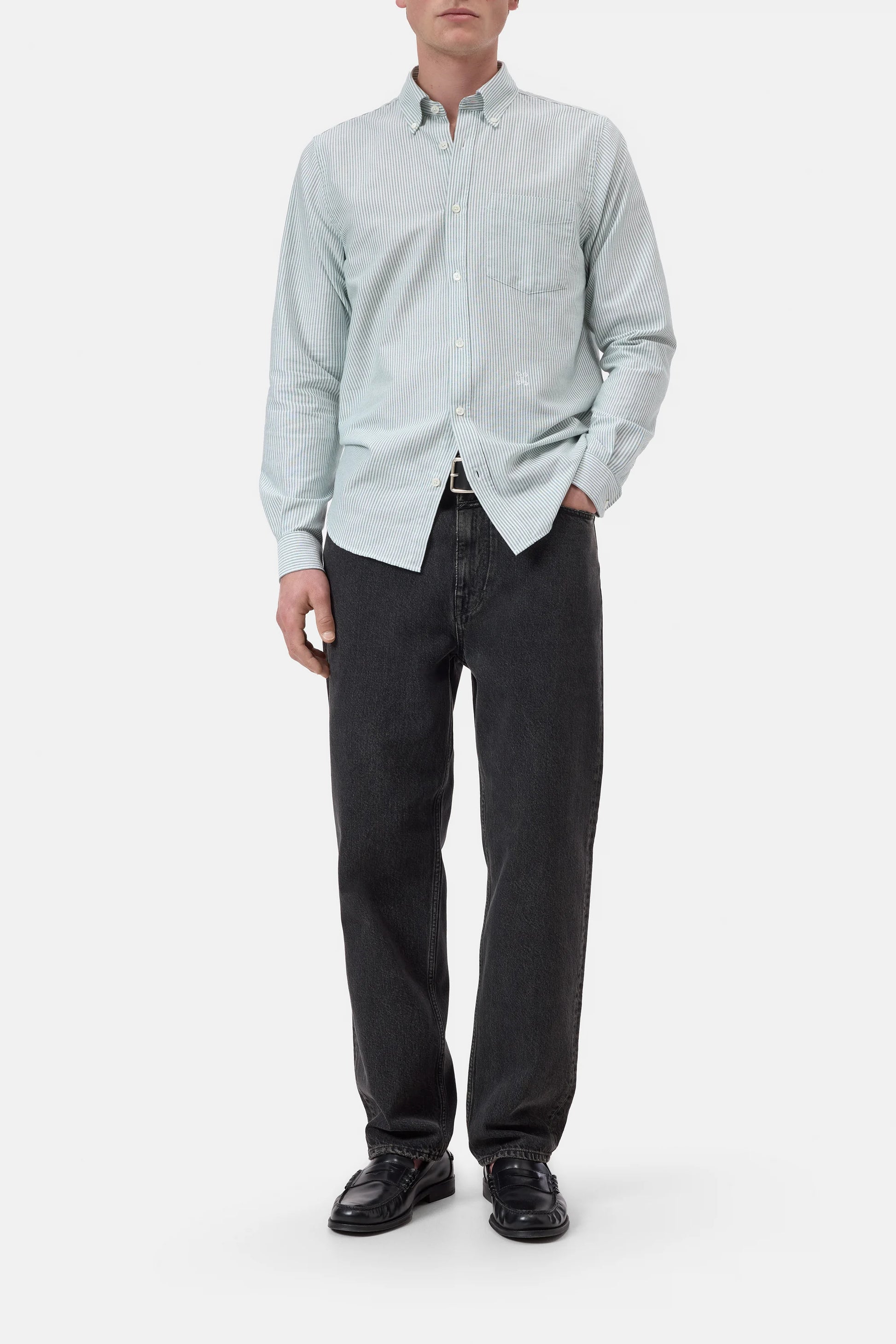 Closed Striped Button-Down Shirt - Dark Olive