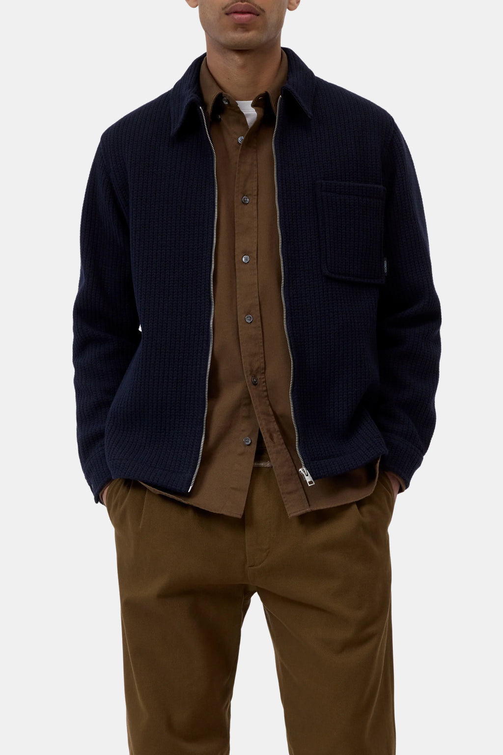 Closed Knit Overshirt With Zip - Dark Night