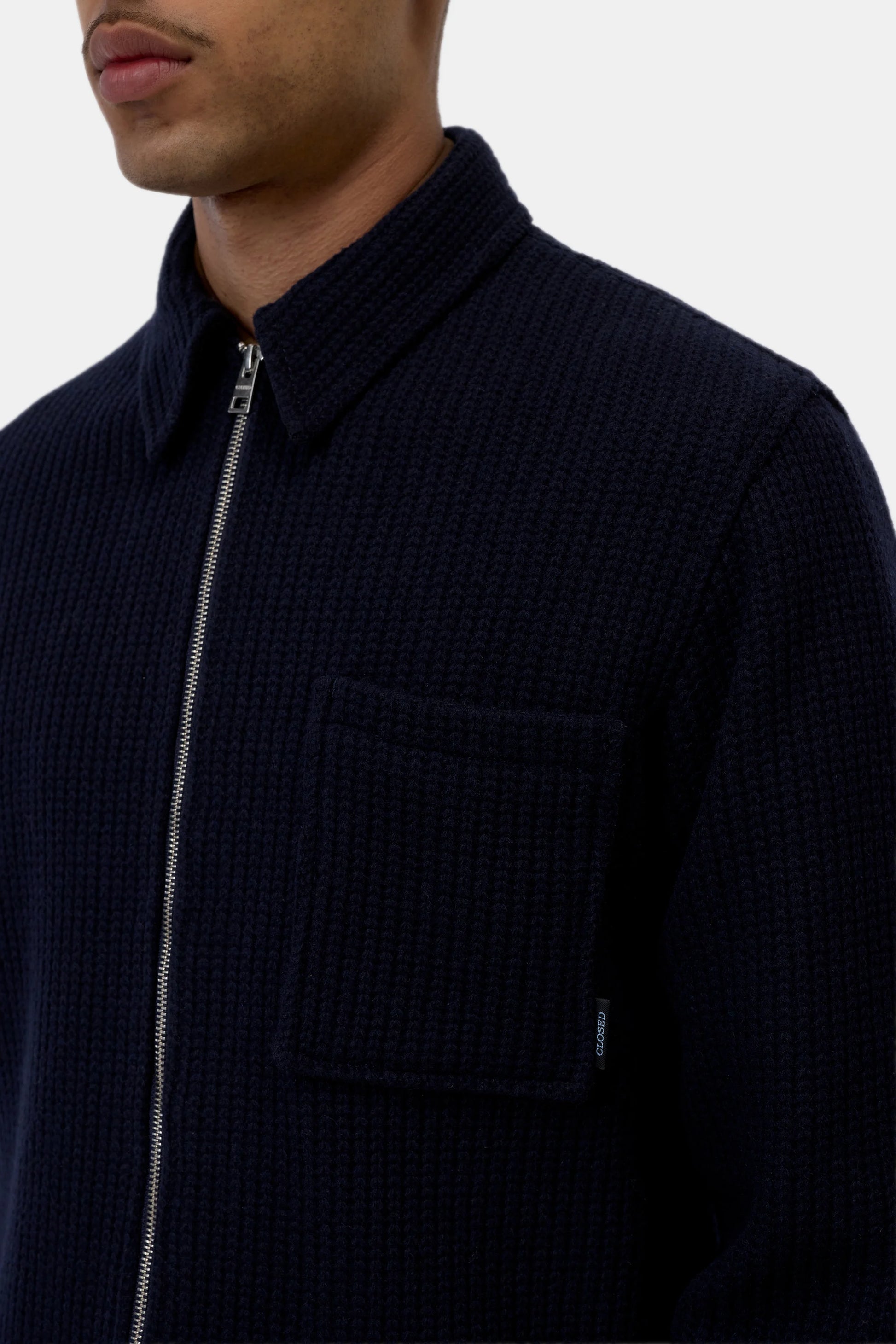 Closed Knit Overshirt With Zip - Dark Night