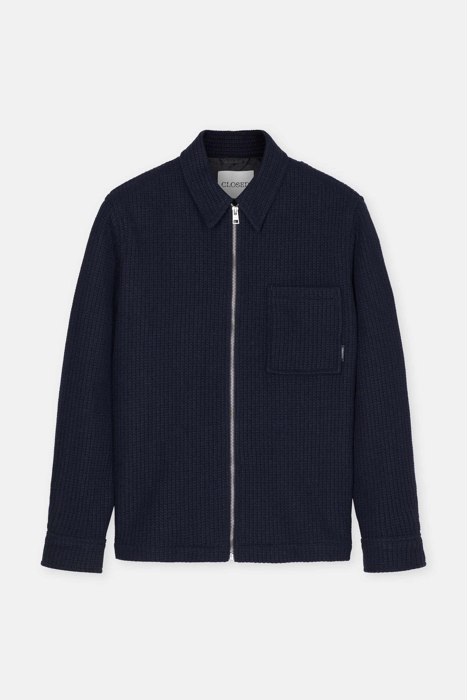 Closed Knit Overshirt With Zip - Dark Night