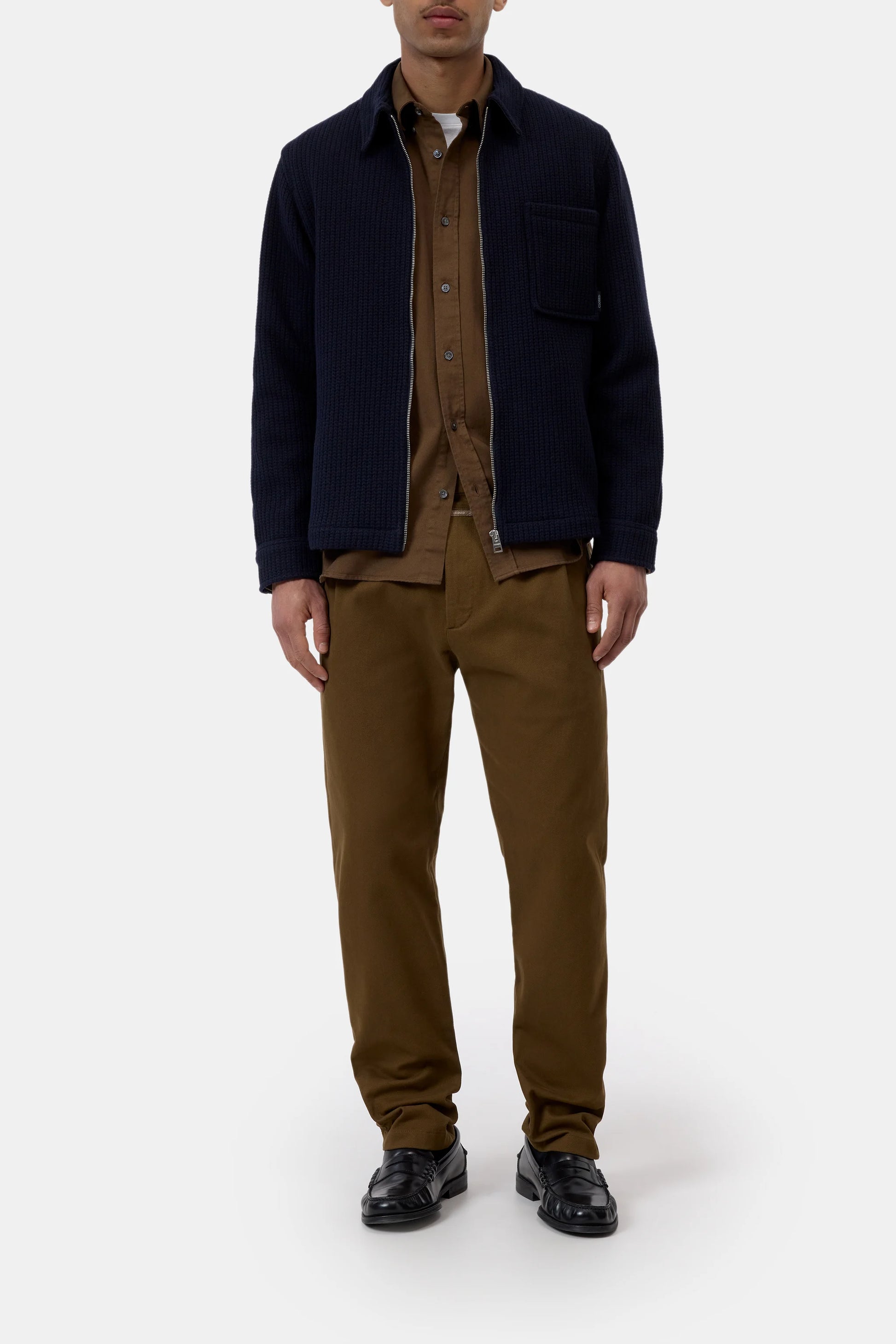 Closed Knit Overshirt With Zip - Dark Night