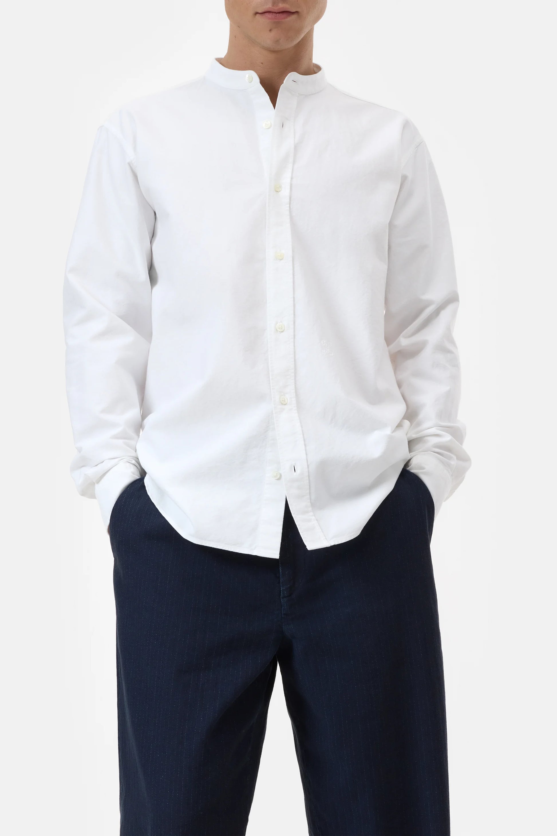 Closed Collarless Shirt - White