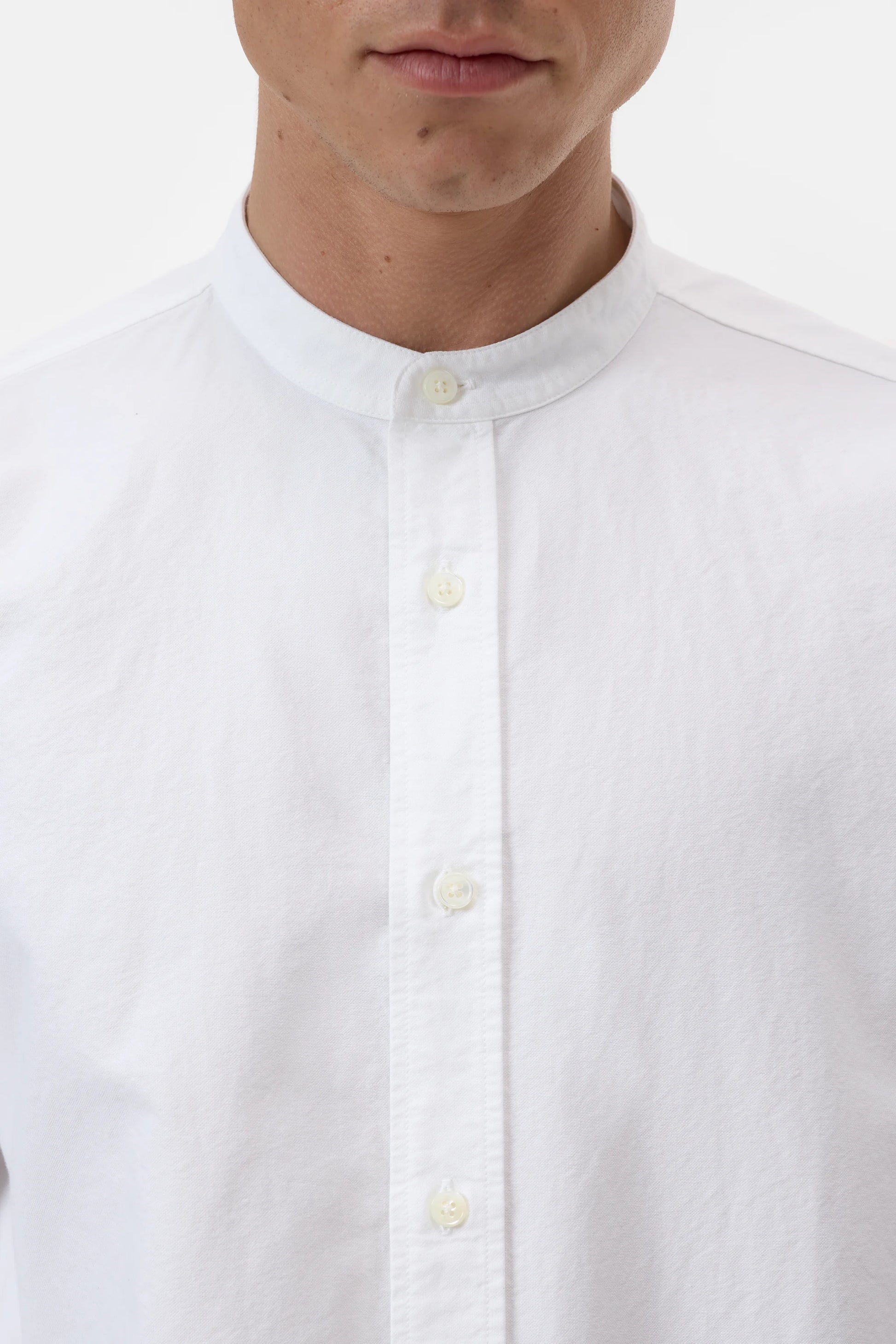 Closed Collarless Shirt - White