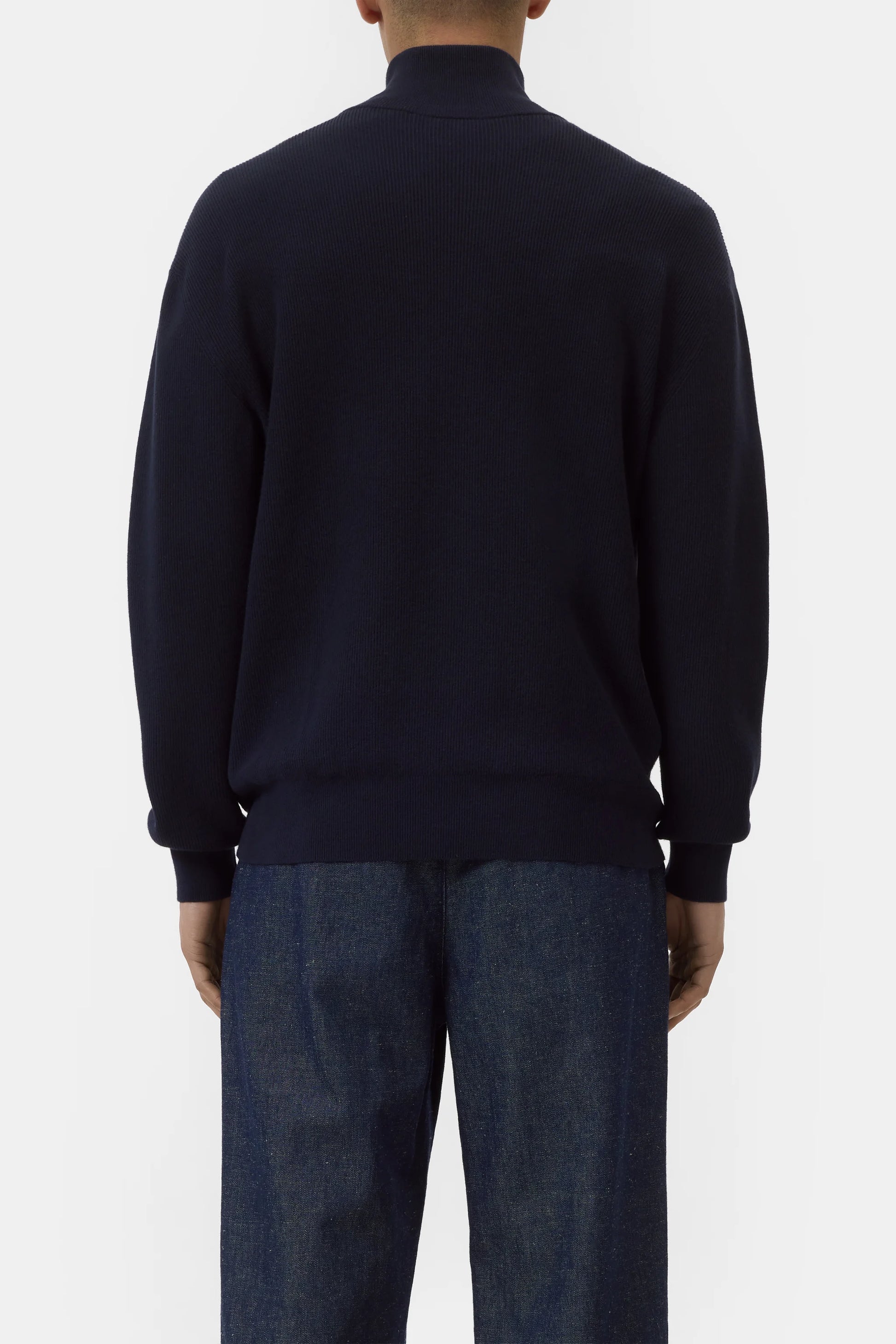 Closed Half-Zip Cotton-Blend Jumper - Dark Night