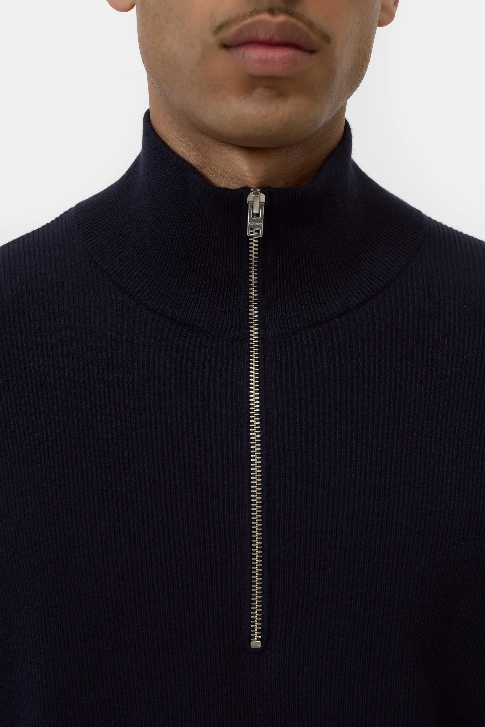 Closed Half-Zip Cotton-Blend Jumper - Dark Night