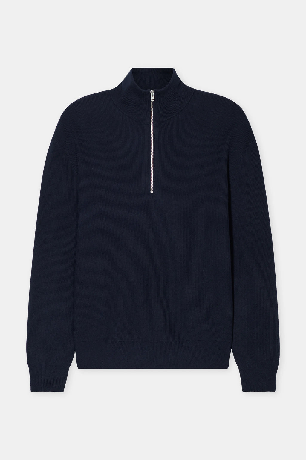 Closed Half-Zip Cotton-Blend Jumper - Dark Night