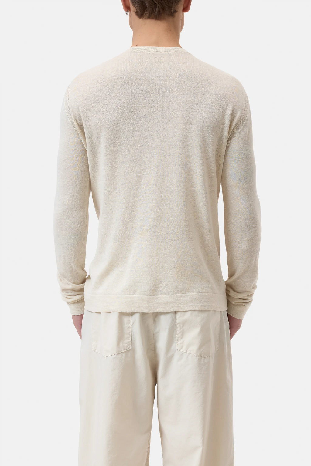Closed Linen Blend Crew Neck Jumper - Lime Beige